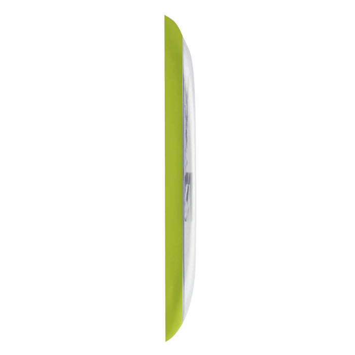 Profile view of a lime green 13.25 inch Big & Bold Dial Outdoor Thermometer