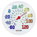 13.25 inch Color Track Dial Thermometer with multicolored numbers and red needle