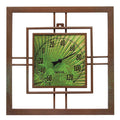 14x14 inch thermometer with bamboo leaf pattern encased in an antique bronze metal frame.