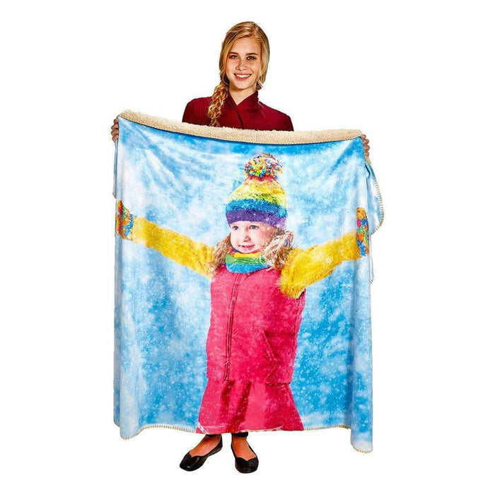Photo Blankets,Mother's Day Gifts - 50" X 60" Heavy Weight Photo Sherpa Throw Blanket
