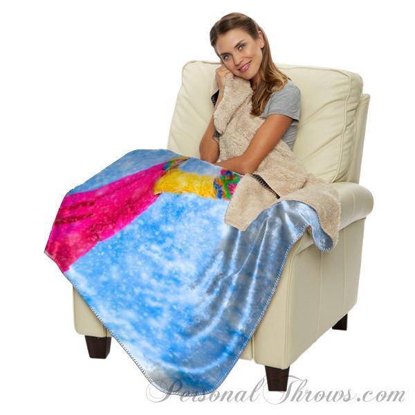 Photo Blankets,Mother's Day Gifts - 50" X 60" Heavy Weight Photo Sherpa Throw Blanket