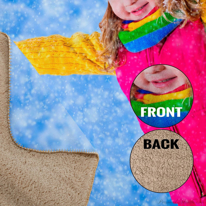 Photo Blankets,Mother's Day Gifts - 50" X 60" Heavy Weight Photo Sherpa Throw Blanket