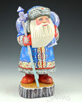 7 inch Blue Santa with Troika Scene