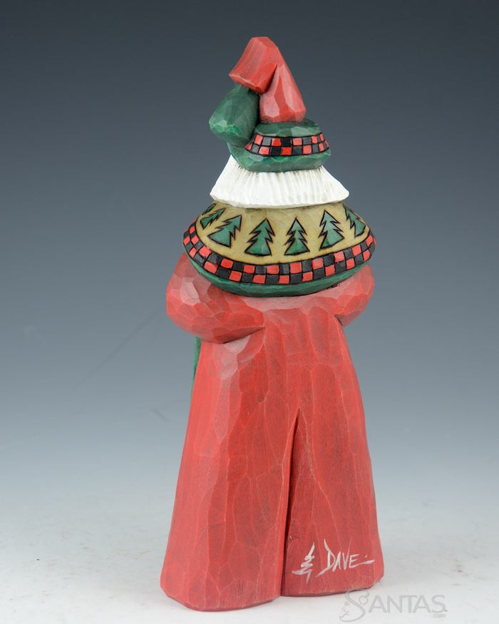 9 inch Northwoods Quilt Santa Carving by Dave Francis