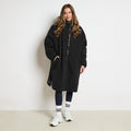 Adults Water Resistant Sherpa Drying Robe - Black 🇬🇧
