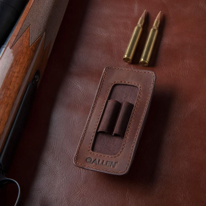 Allen Castle Rock Cartridge Carrier 223 Remington, 300 Winchester Magnum 2 Rounds Top Grain Leather Brown