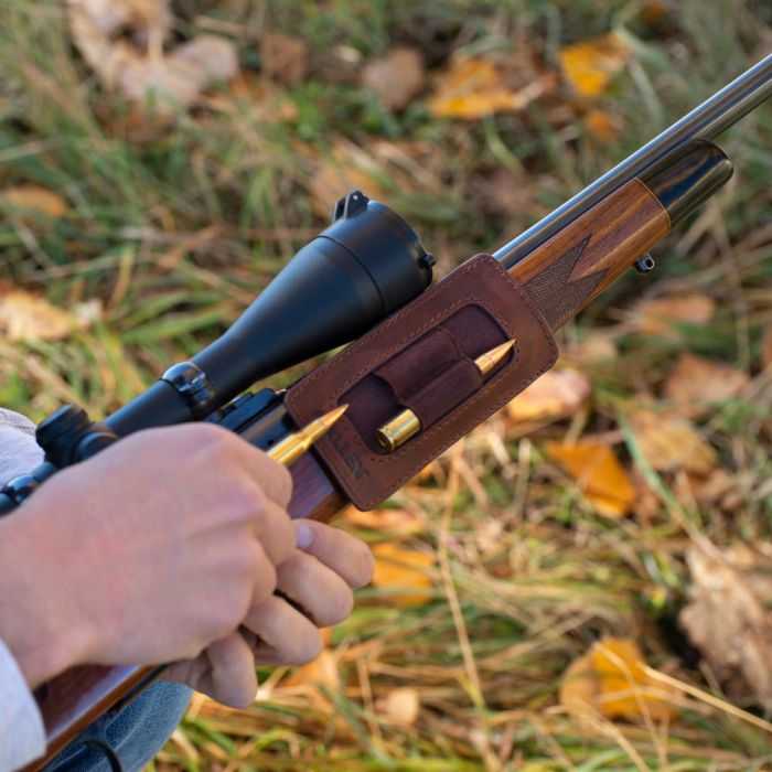 Allen Castle Rock Cartridge Carrier 223 Remington, 300 Winchester Magnum 2 Rounds Top Grain Leather Brown