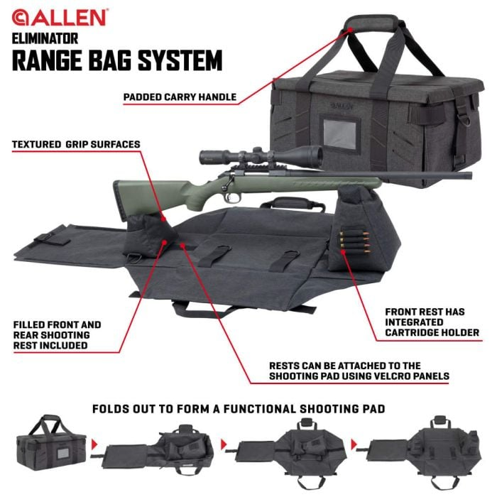 Allen Eliminator Range Bag and Portable Shooting Rest System Polyester Charcoal
