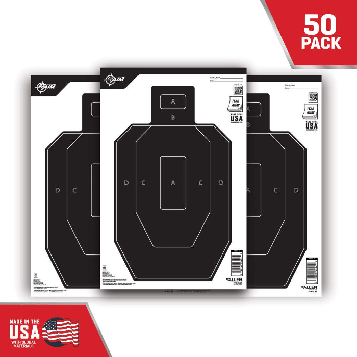 Allen EZ-Aim Half-Size IPSC Silhouette Target 12"x18" Pack of 50