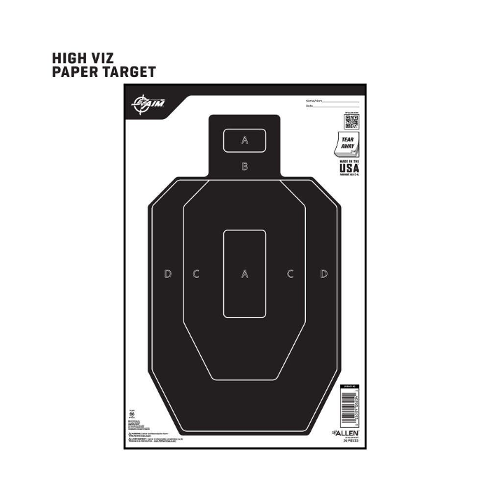 Allen EZ-Aim Half-Size IPSC Silhouette Target 12"x18" Pack of 50