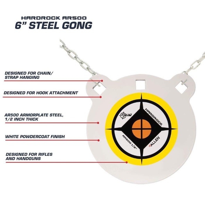 Allen EZ-Aim Hardrock Gong AR500 Steel Target 6"