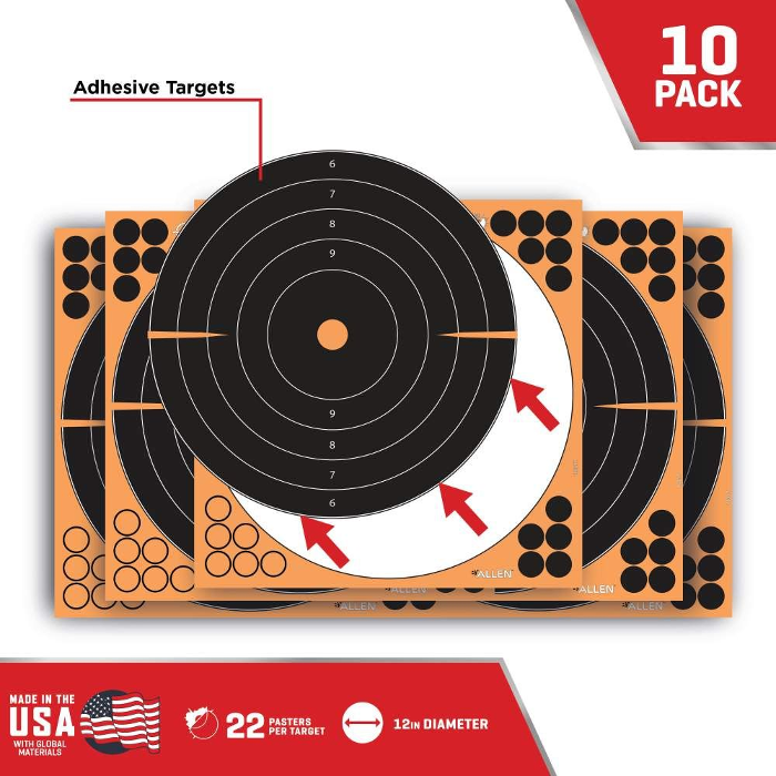 Allen EZ-Aim Splash Bullseye Adhesive Target 12" Pack of 10