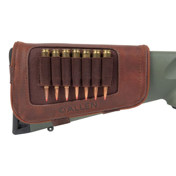 Allen New Castle Cartridge Carrier 223 Remington, 300 Winchester Magnum 7 Rounds Full Grain Leather Brown