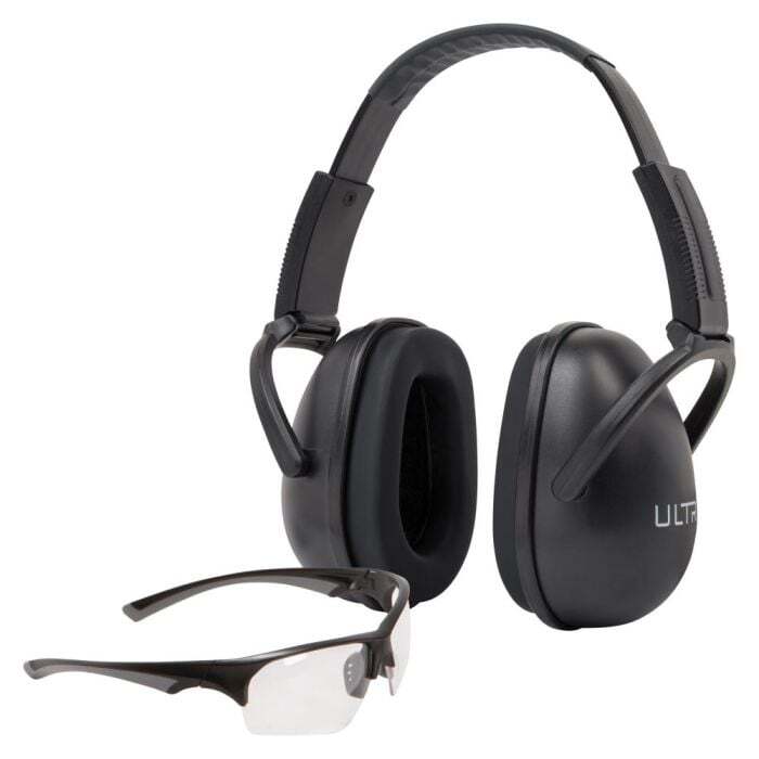 Allen Ultrx Shield  Unisex Shooting Glasses & Ear Muff Combo Black Frame Clear Lens