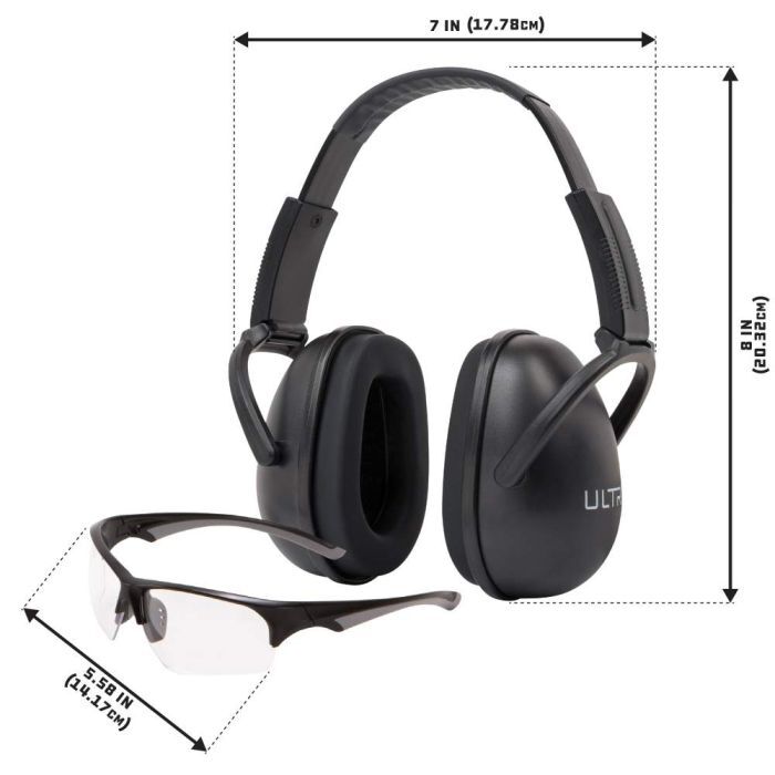 Allen Ultrx Shield  Unisex Shooting Glasses & Ear Muff Combo Black Frame Clear Lens