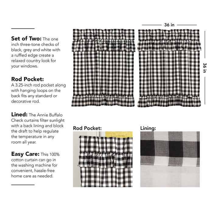 Annie Buffalo Black Check Ruffled Tier Set of 2 L36xW36