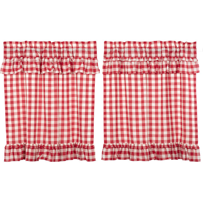 Annie Buffalo Red Check Ruffled Tier Set of 2 L36xW36