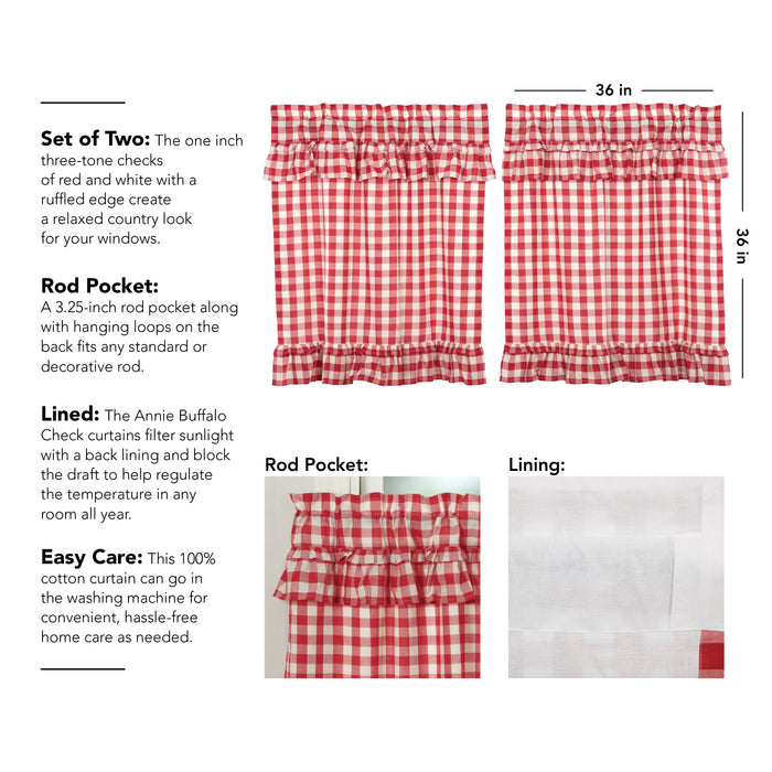 Annie Buffalo Red Check Ruffled Tier Set of 2 L36xW36
