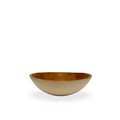 Antique wooden bowl with smooth dark-brown rim and light interior