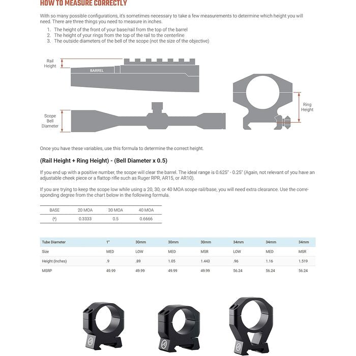 Athlon Optics Armor Picatinny Scope Rings Black 34mm Medium
