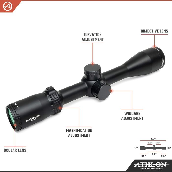Athlon Optics Neos Rifle Scope 3-9x40mm BDC 22 Rimfire Reticle Black