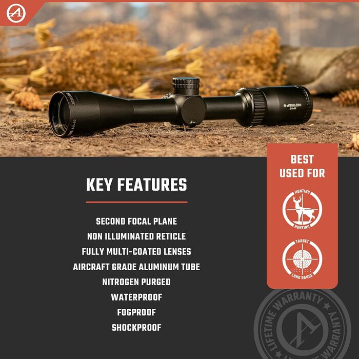 Athlon Optics Neos Rifle Scope 3-9x40mm Centre X Reticle Black