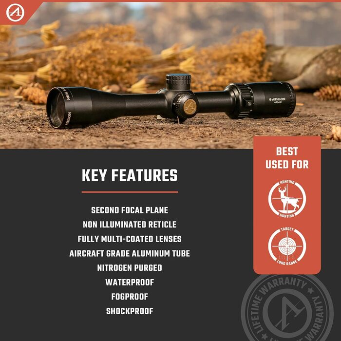 Athlon Optics Neos Rifle Scope 4-12x40mm BDC 22 Rimfire Reticle Black