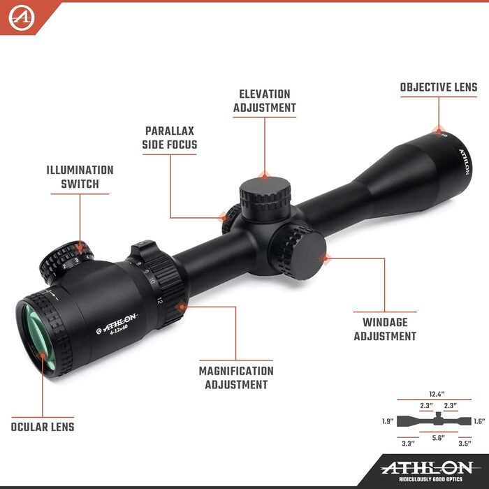 Athlon Optics Neos Rifle Scope 4-12x40mm Illuminated BDC 500 Reticle Black