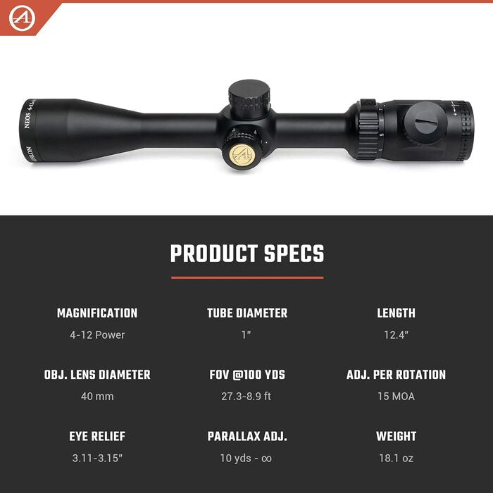 Athlon Optics Neos Rifle Scope 4-12x40mm Illuminated BDC 500 Reticle Black