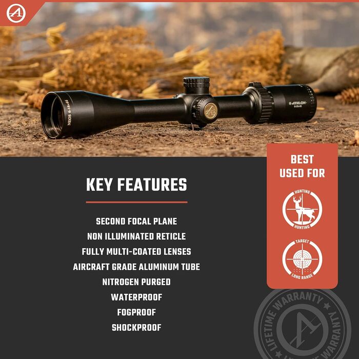 Athlon Optics Neos Rifle Scope 6-18x44mm Centre X Reticle Black