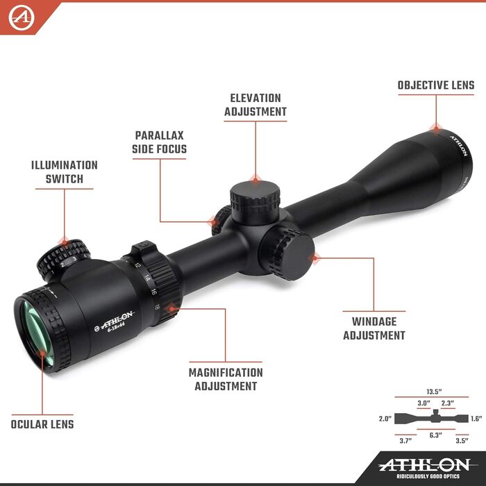 Athlon Optics Neos Rifle Scope 6-18x44mm Illuminated BDC 500 Reticle Black