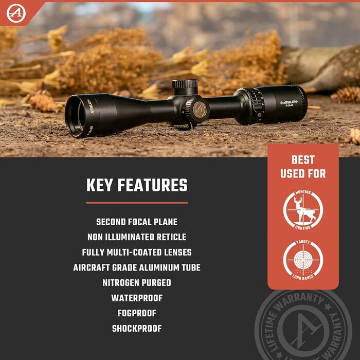 Athlon Optics Talos Rifle Scope 3-12x40mm Mil-Dot Reticle Black