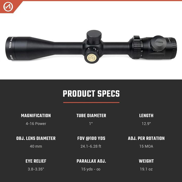 Athlon Optics Talos Rifle Scope 4-16x40mm Illuminated BDC 600 Reticle Black