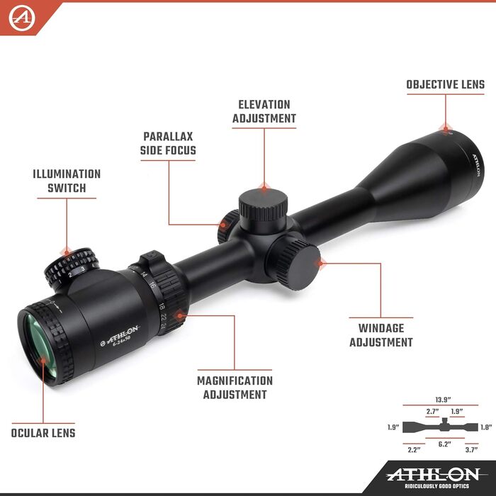Athlon Optics Talos Rifle Scope 6-24x50mm Illuminated BDC 600 Reticle Black