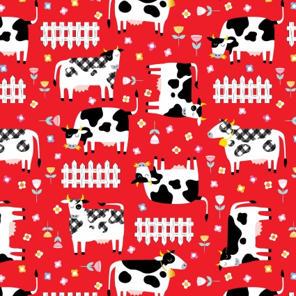 Barnyard Rules Moo Crew Cotton Fabric
