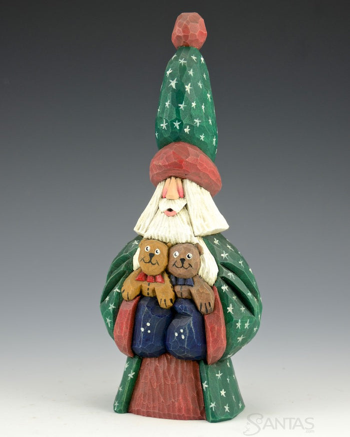 Bedtime Tall Hat Santa Carving 9"