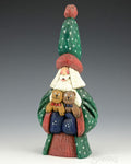 Bedtime Tall Hat Santa Carving 9"