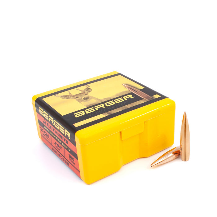Berger .308 Diameter 205 Grain Boat Tail Hollow Point Elite Hunter Bullets