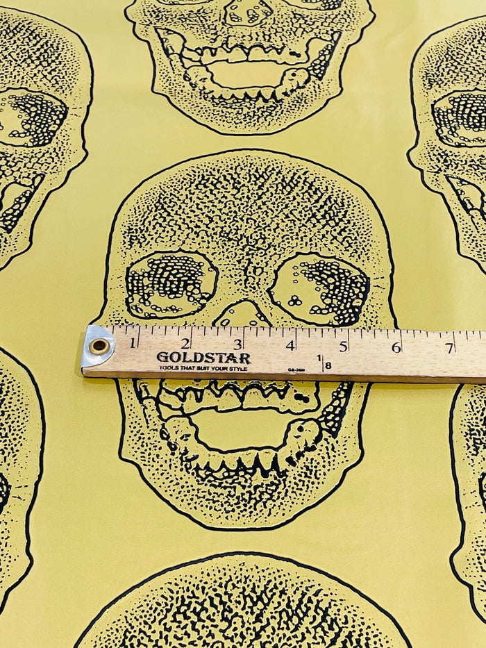 Big Skull Vinyl Fabric - Gold - Skull Print Vinyl Fabric, Upholstery, Faux Leather 54” Sold By Yard
