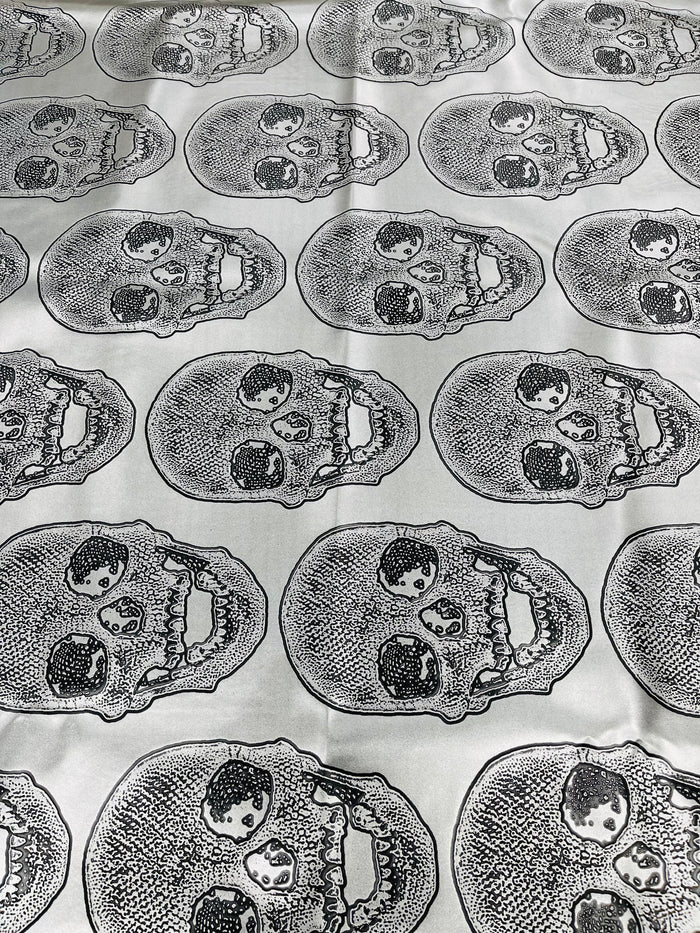 Big Skull Vinyl Fabric - Gray - Skull Print Vinyl Fabric, Upholstery, Faux Leather 54” Sold By Yard