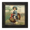 Boy Riding Turkey - Framed art