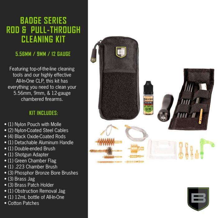 Breakthrough Clean Technologies Badge Series Rod and Pull-Through Cleaning Kit 5.56x45mm NATO, 12 Gauge