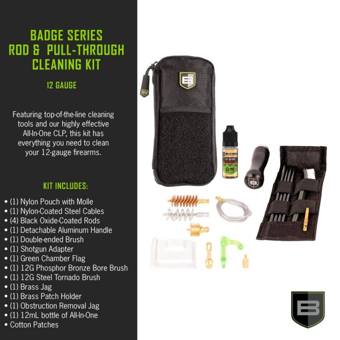 Breakthrough Clean Technologies Badge Series Rod nad Pull-Through Cleaning Kit 12 Gauge