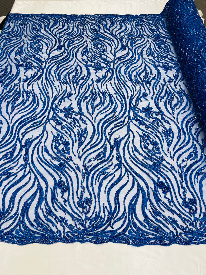 Bridal Lace Beaded Fabric - by the yard - Embroidered Design with Beads/Sequins Sold in Many Colors