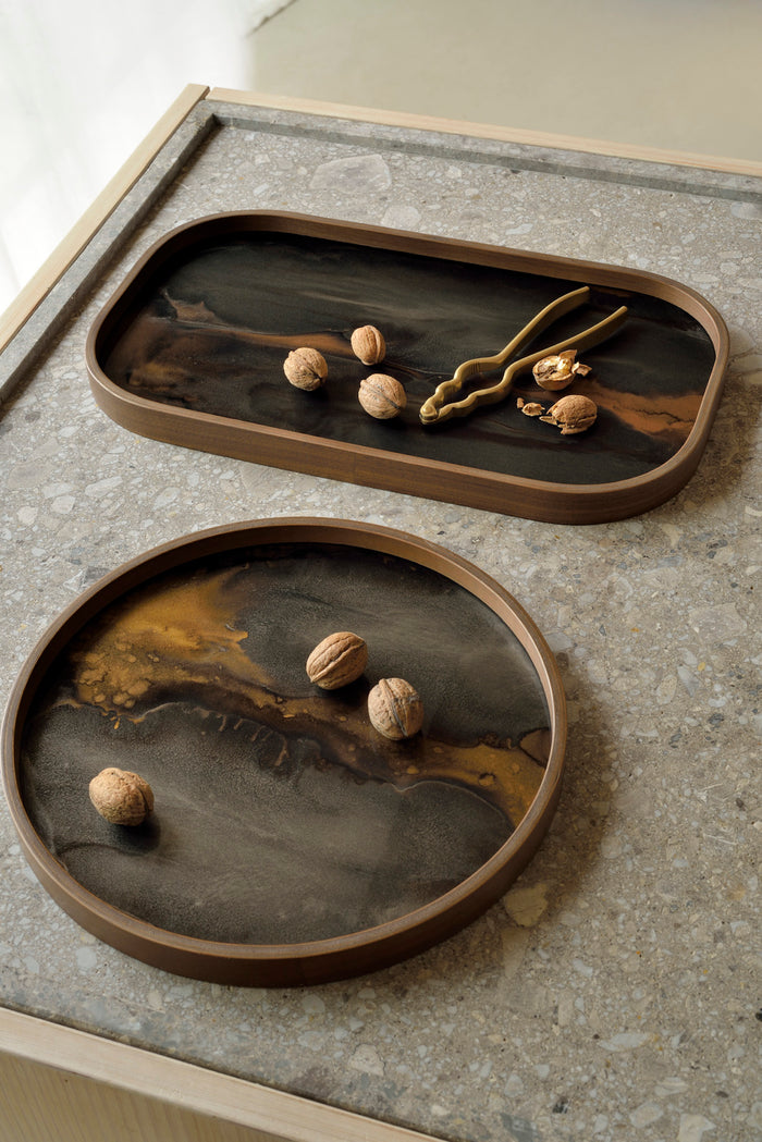 Bronze Organic Glass Valet Tray - Round - L | Ethnicraft