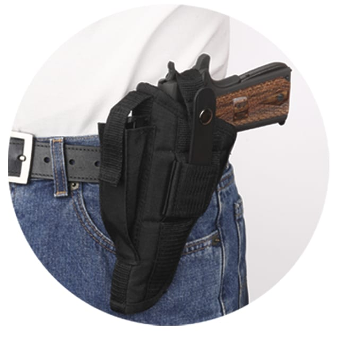 Bulldog Cases Belt Clip Holster Right Hand Most Standard Semi-Auto Pistols with 6" - 7" Barrel Nylon Black