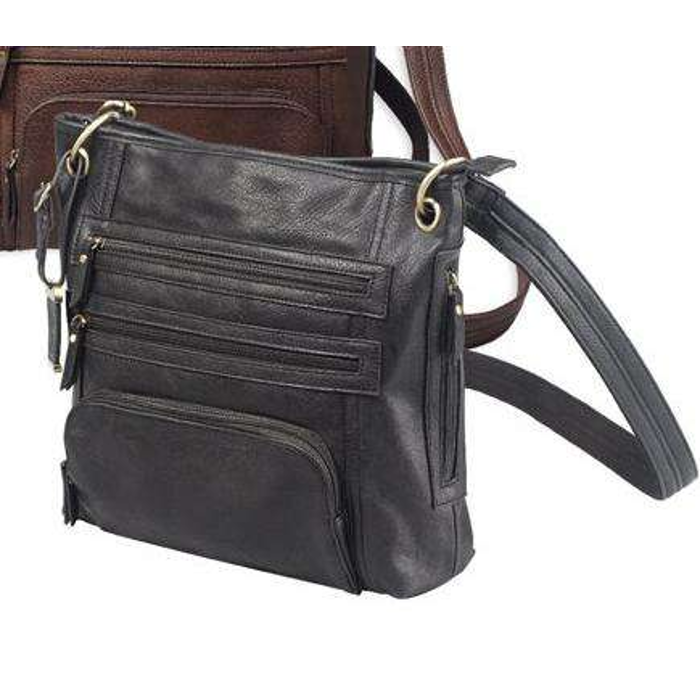 Bulldog Cases Cross Body  Purse with Holster Ambidextrous Most Small Pistols & Revolvers Leather Black Large