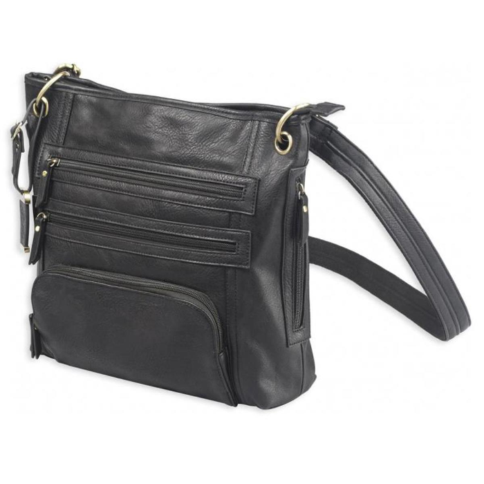 Bulldog Cases Cross Body  Purse with Holster Ambidextrous Most Small Pistols & Revolvers Leather Black Large