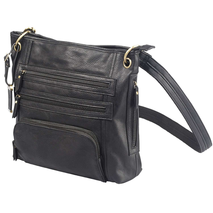 Bulldog Cases Cross Body  Purse with Holster Ambidextrous Most Small Pistols & Revolvers Leather Black Large