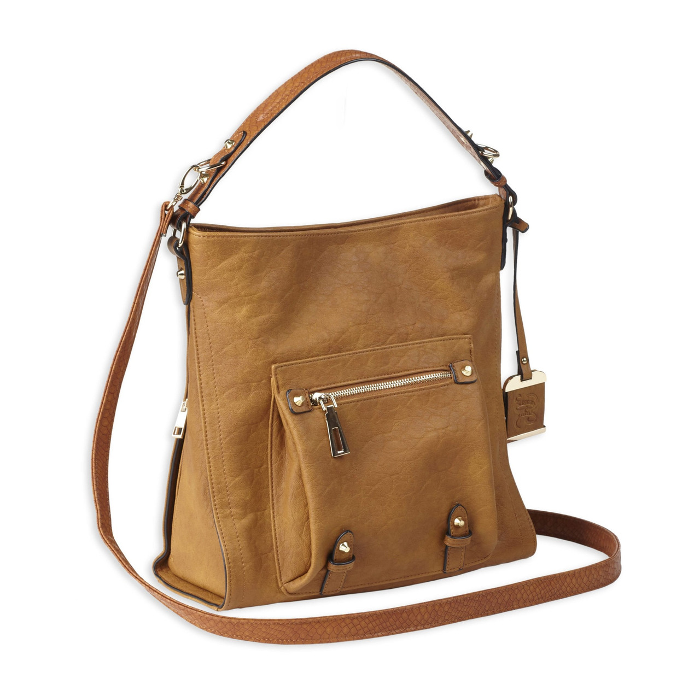 Bulldog Cases Hobo Anna  Purse with Holster Ambidextrous Most Small Pistols & Revolvers Leather Cognac Medium